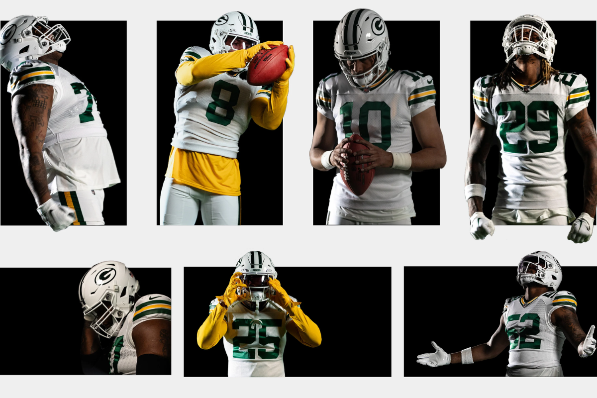 Aderindo a algumas modernidades, o time de Green Bay criou uma nova combinação de uniformes com um capacete todo branco e campanha de inverno.